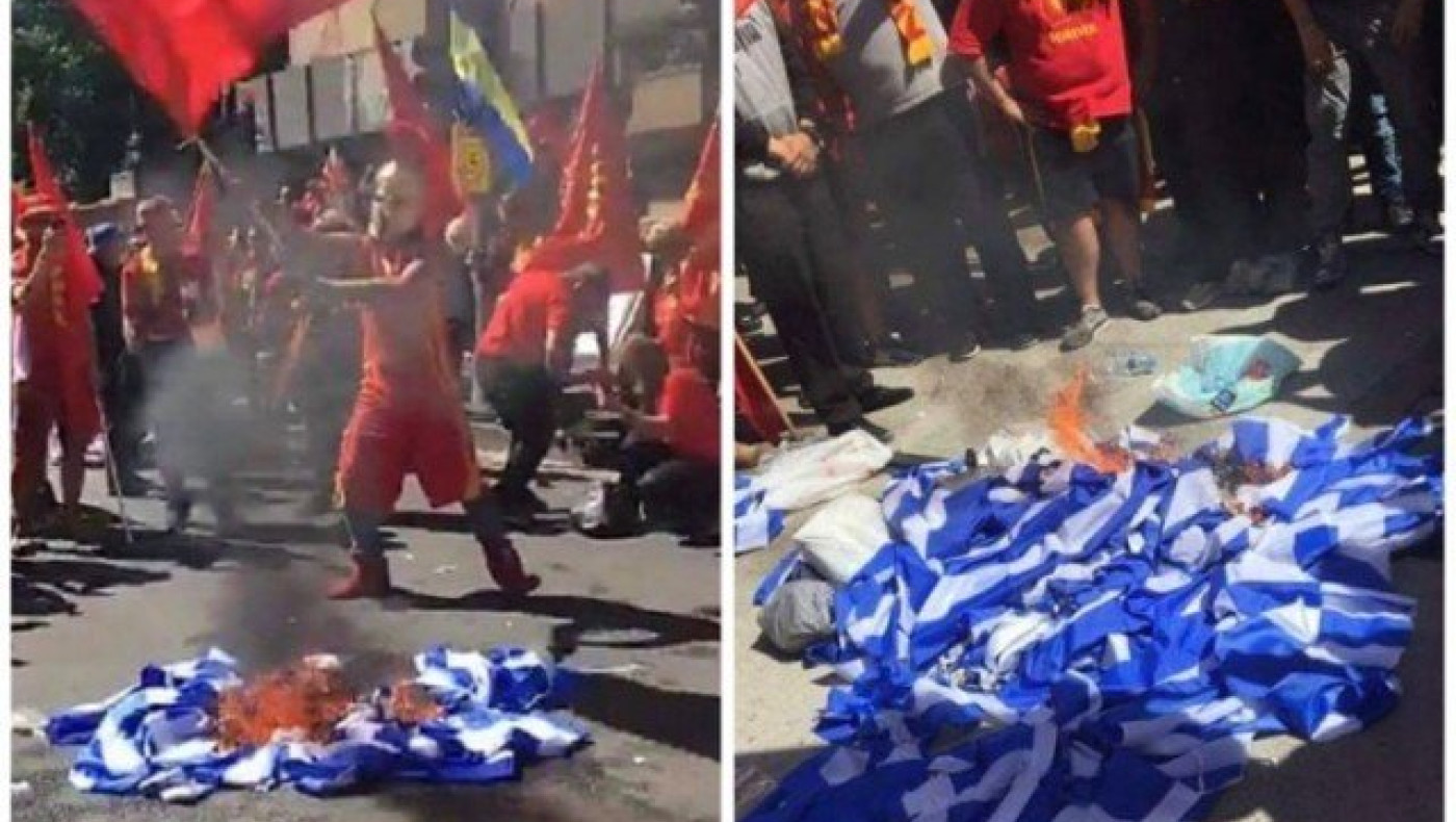 ΠΡΟΚΛΗΣΗ: Σκοπιανοί έκαψαν ελληνικές σημαίες στη Μελβούρνη