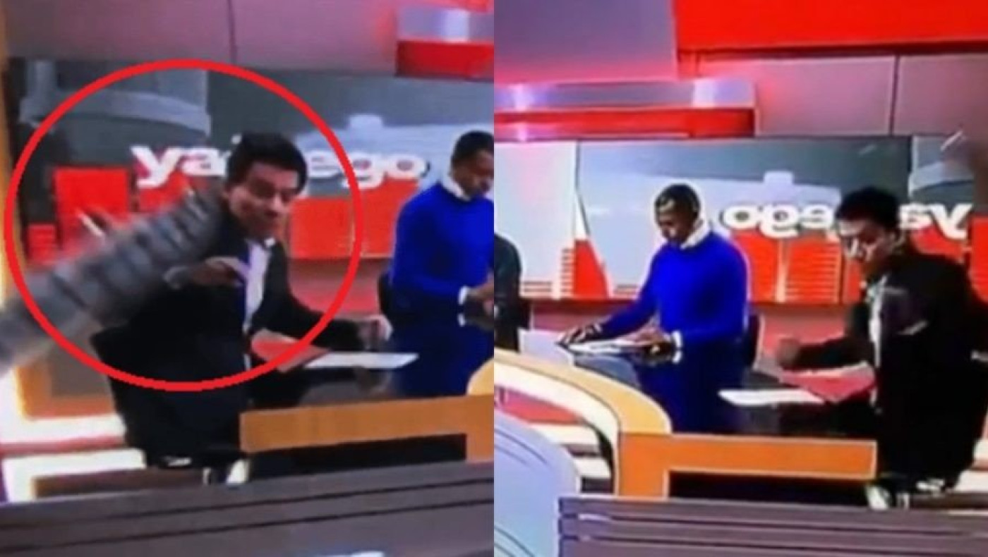 Σοκαριστικό on air ατύχημα: Οθόνη έπεσε στο κεφάλι δημοσιογράφου