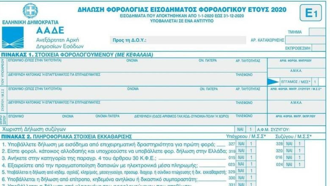 Πλήθος φοροαπαλλαγών στο «Ε1 του κορωνοϊού»
