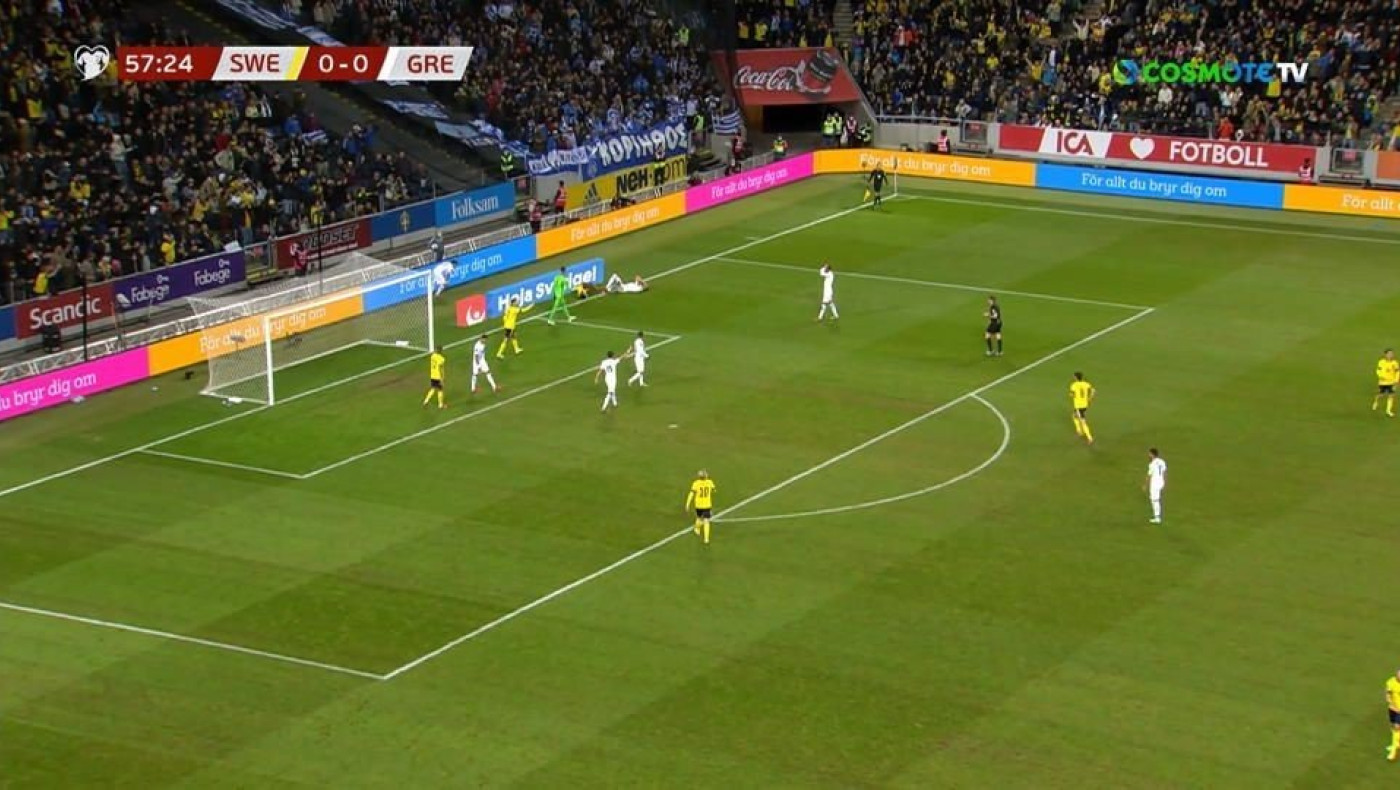Σουηδία-Ελλάδα: Το πέναλτι του Μαυροπάνου στον Ισάκ που μετουσίωσε σε γκολ ο Φορσμπεργκ (1-0)