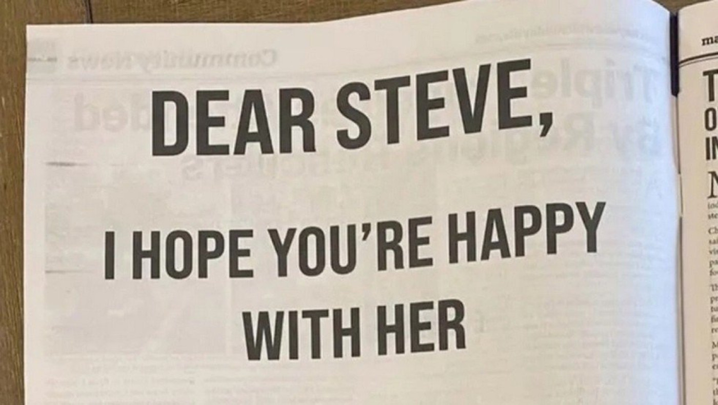 Θεάρα Αυστραλή ξεμπρόστιασε τον άπιστο βάζοντας ολοσέλιδη αγγελία σε εφημερίδα και πληρώνοντας με την κάρτα του