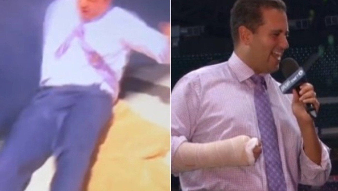 Δημοσιογράφος έσπασε το χέρι του και έξι πλευρά on air και συνέχισε το ρεπορτάζ