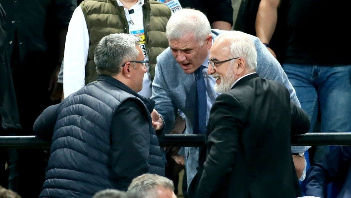 Επαφή Ιβάν-Μελισσανίδη - Γιώργος Σαββίδης και Μάκης Γκαγκάτσης στα εγκαίνια της OPAP Arena