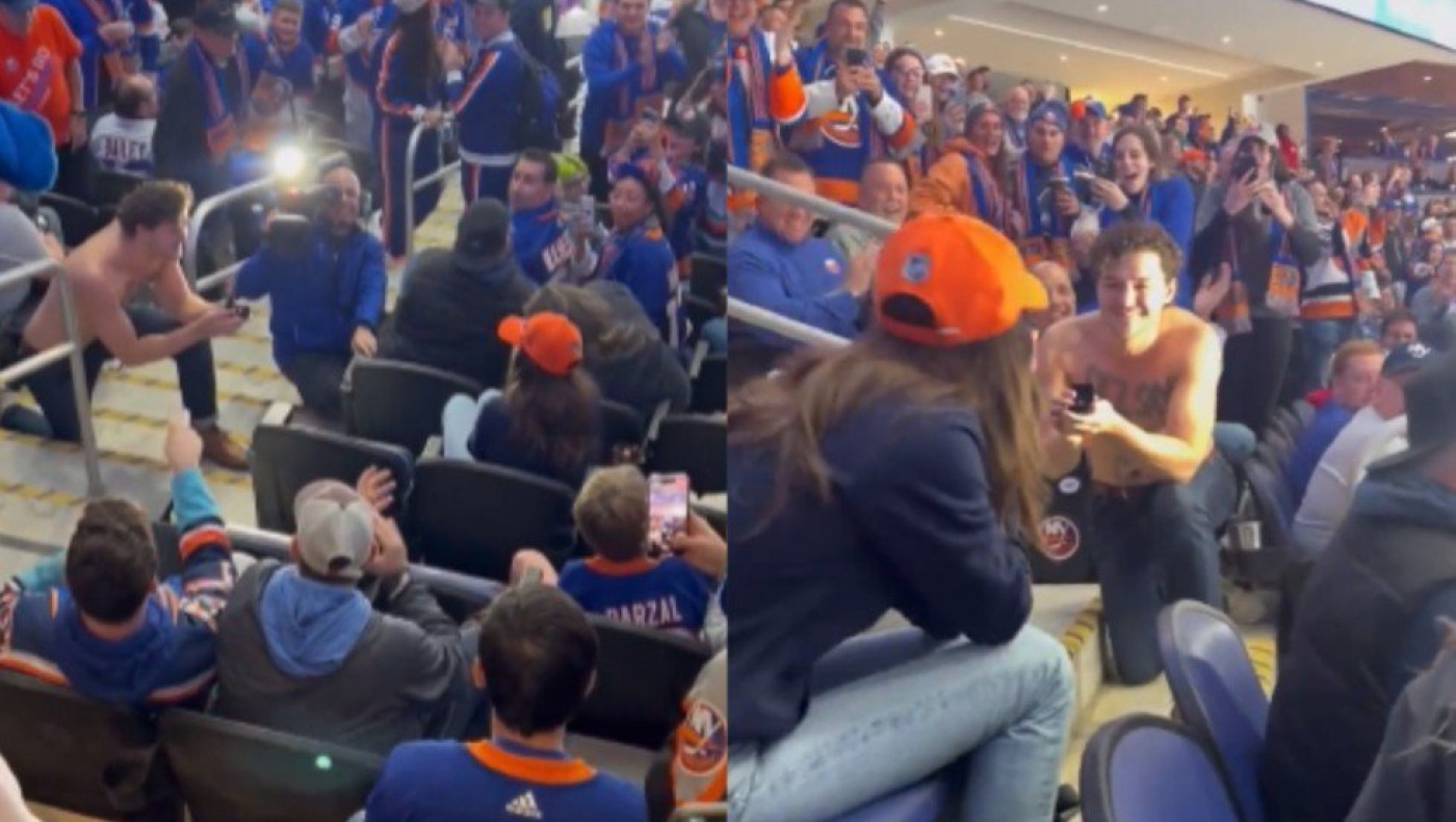 Χόκεϊ: Επική «χυλόπιτα» σε πρόταση γάμου μπροστά σε 17.000 θεατές