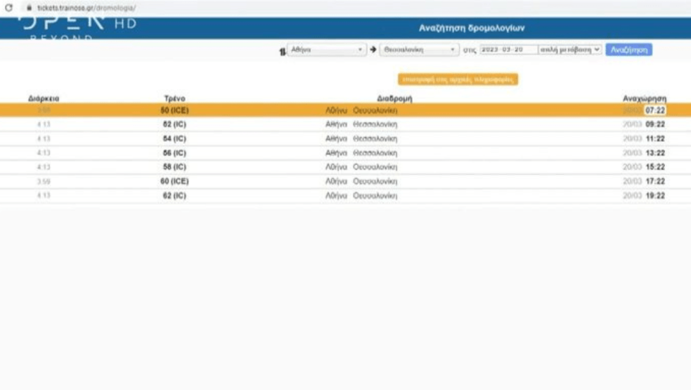 Παράδοξο: Η Hellenic Train συνεχίζει να πουλάει εισιτήρια Αθήνα-Θεσσαλονίκη