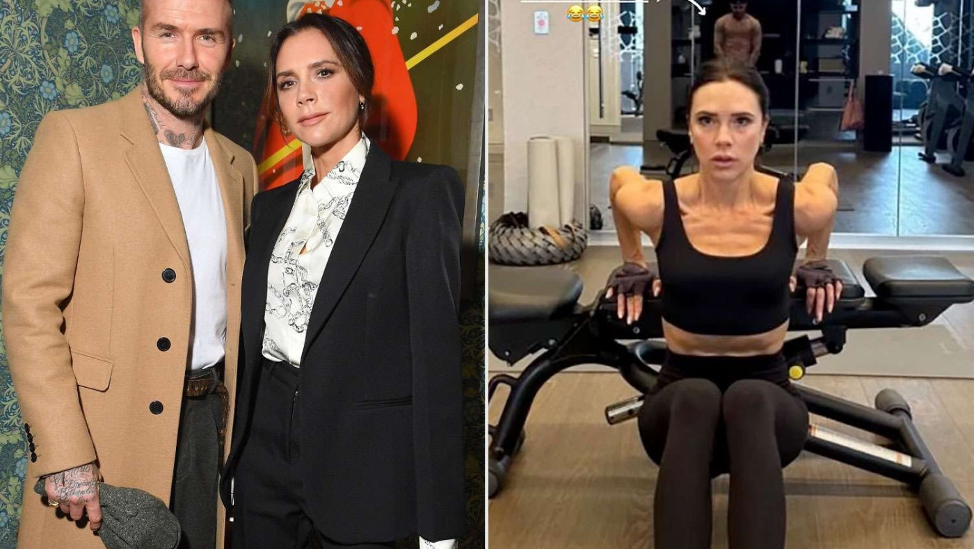 Η Βικτόρια Μπέκαμ γυμνάζεται και ο Ντέιβιντ την φωτογραφίζει γυμνός- Καρφώθηκε από την αντανάκλαση