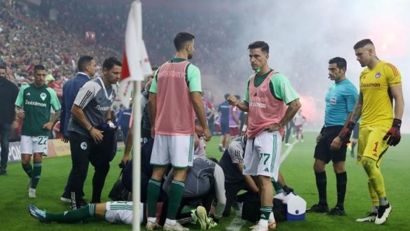 Βίντεο: Η στιγμή που σκάει η κροτίδα στον Χουάνκαρ μετά την ισοφάριση του Ολυμπιακού