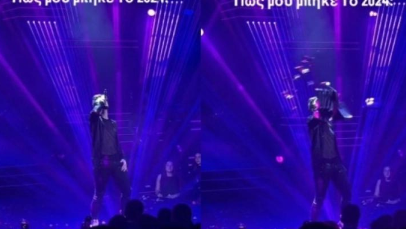 Ο Σάκης Ρούβας δέχτηκε πανέρια με λουλούδια στα... μούτρα on stage