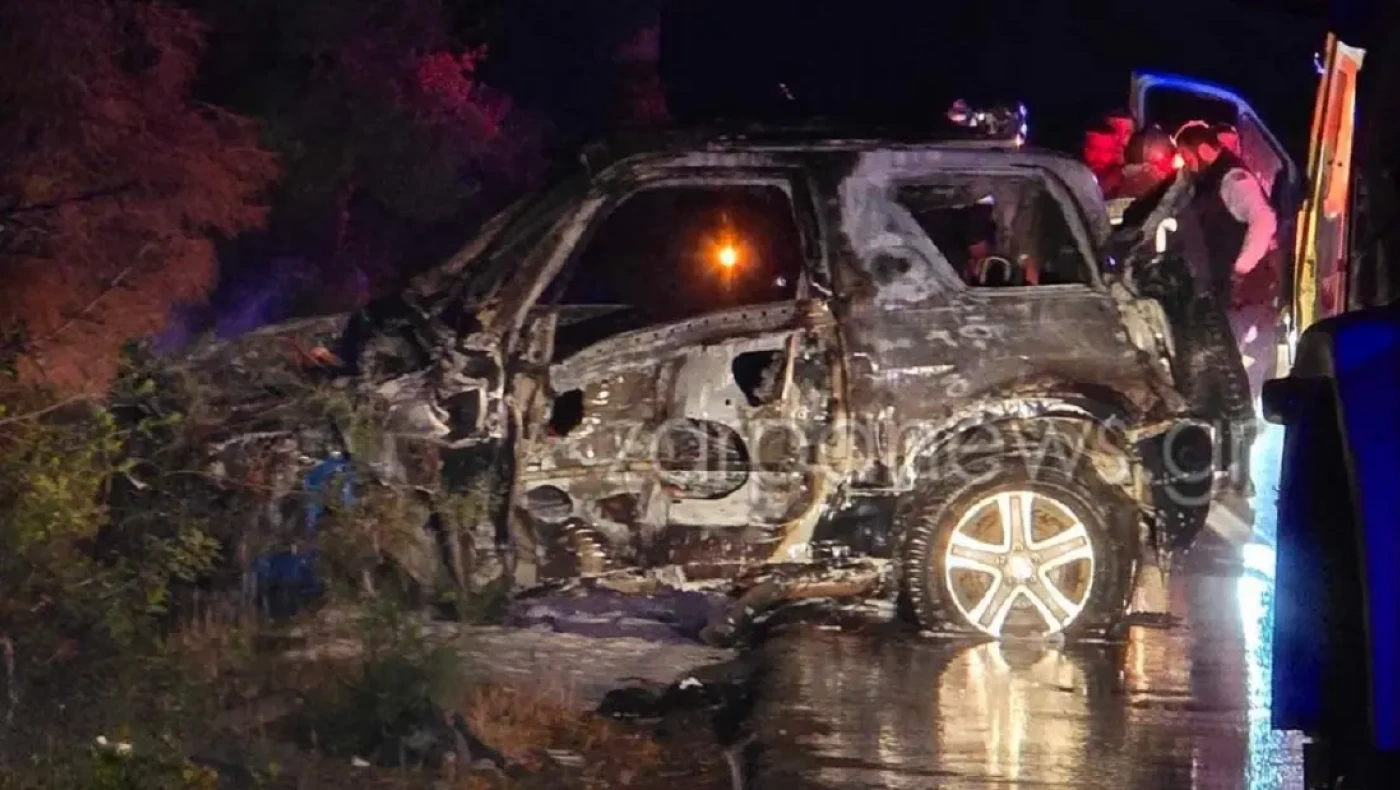 Χανιά: Κάηκε ολοσχερώς αυτοκίνητο, απεγκλωβίστηκε από πολίτες ο οδηγός