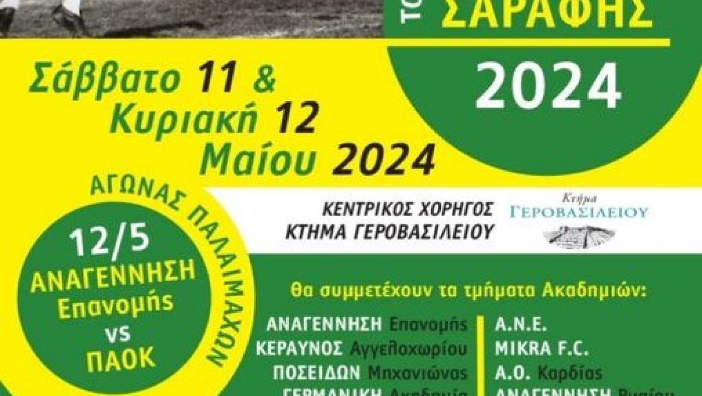Τουρνουά ακαδημιών «Σταύρος Σαράφης» στην Επανομή: Πότε θα γίνει
