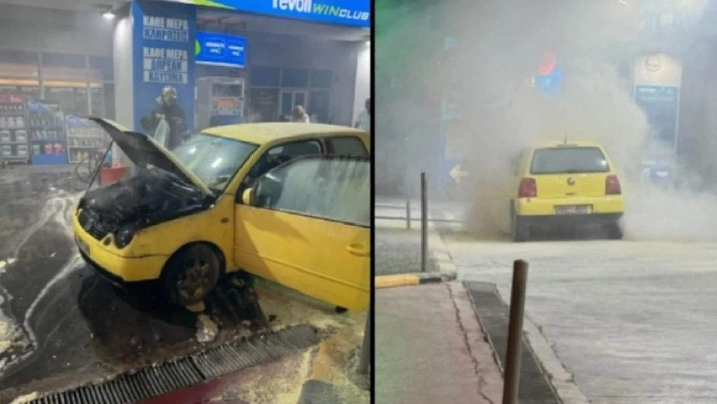 Αθήνα: Μπήκε εν κινήσει και με φλεγόμενο όχημα σε βενζινάδικο