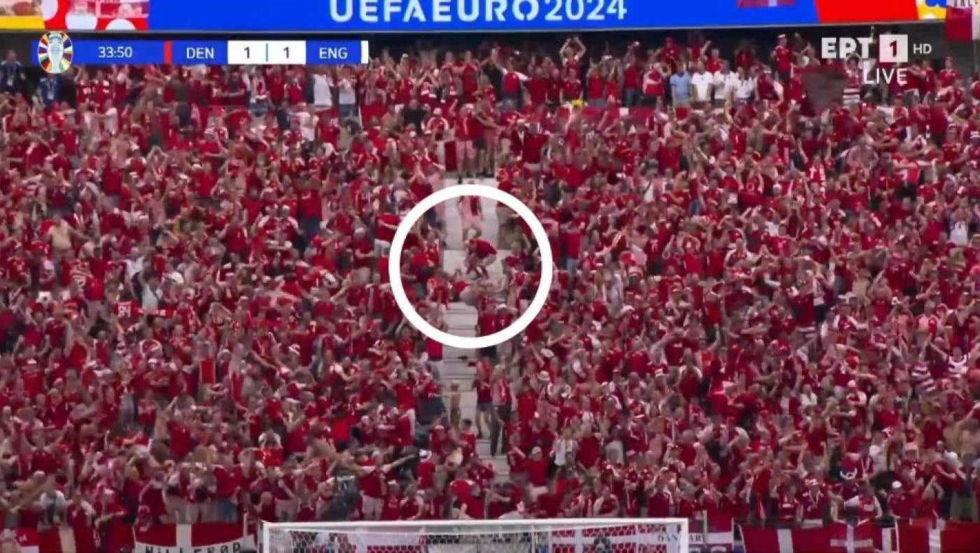 Κατρακύλησαν Δανοί φίλαθλοι στις σκάλες στην ισοφάριση!