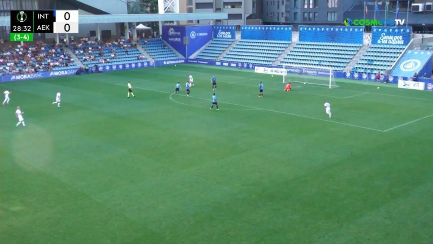 Ίντερ Εσκάλδες-ΑΕΚ: Με ωραία ατομική προσπάθεια ο Λιβάι Γκαρσία ανοίγει το σκορ (vid)