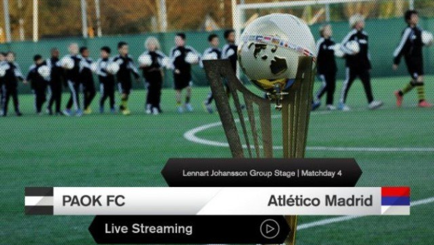Live Streaming Κ13: ΠΑΟΚ - Ατλέτικο Μαδρίτης (video)