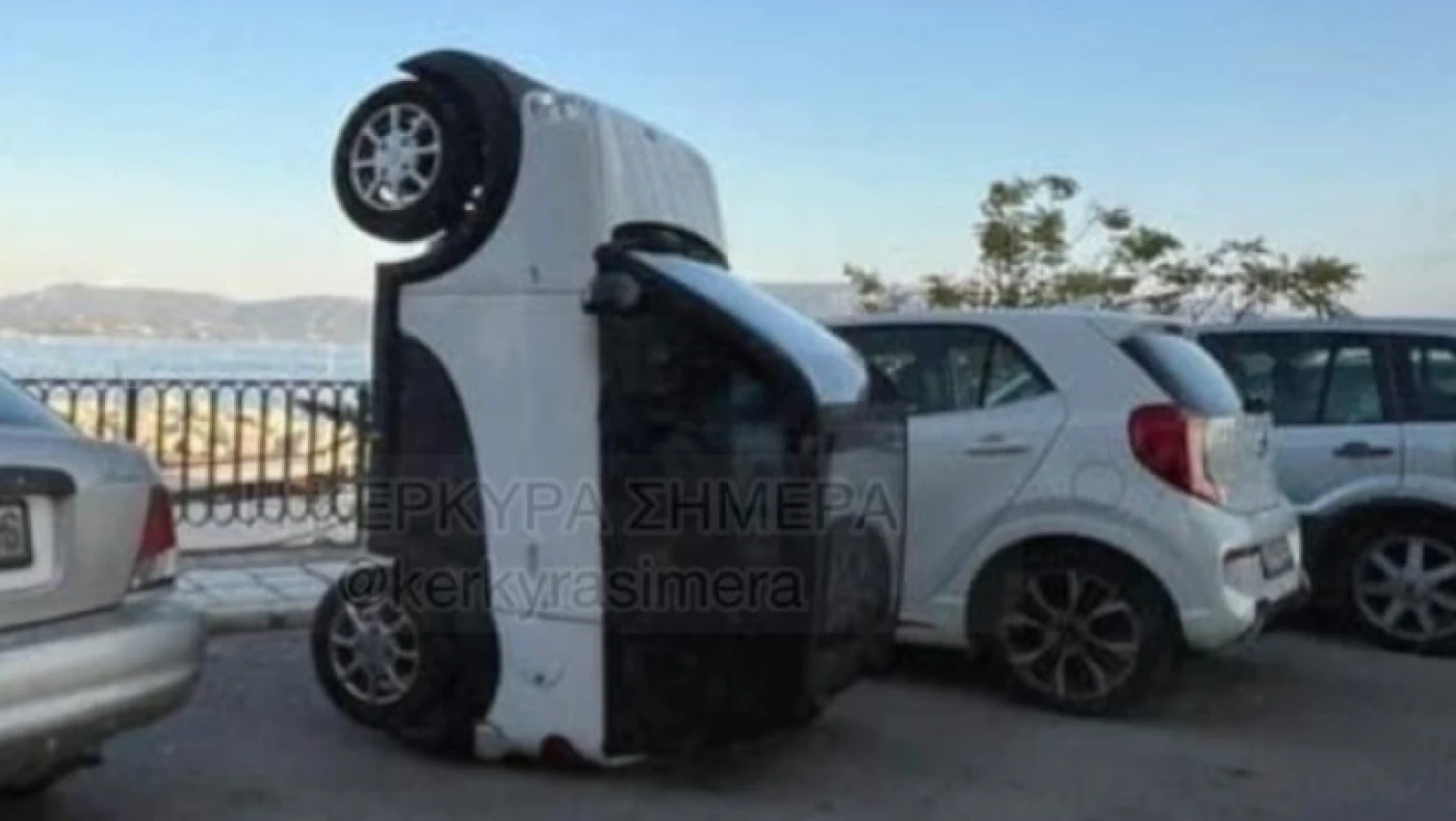 Κέρκυρα: Πάρκαρε το όχημά του σε... όρθια θέση