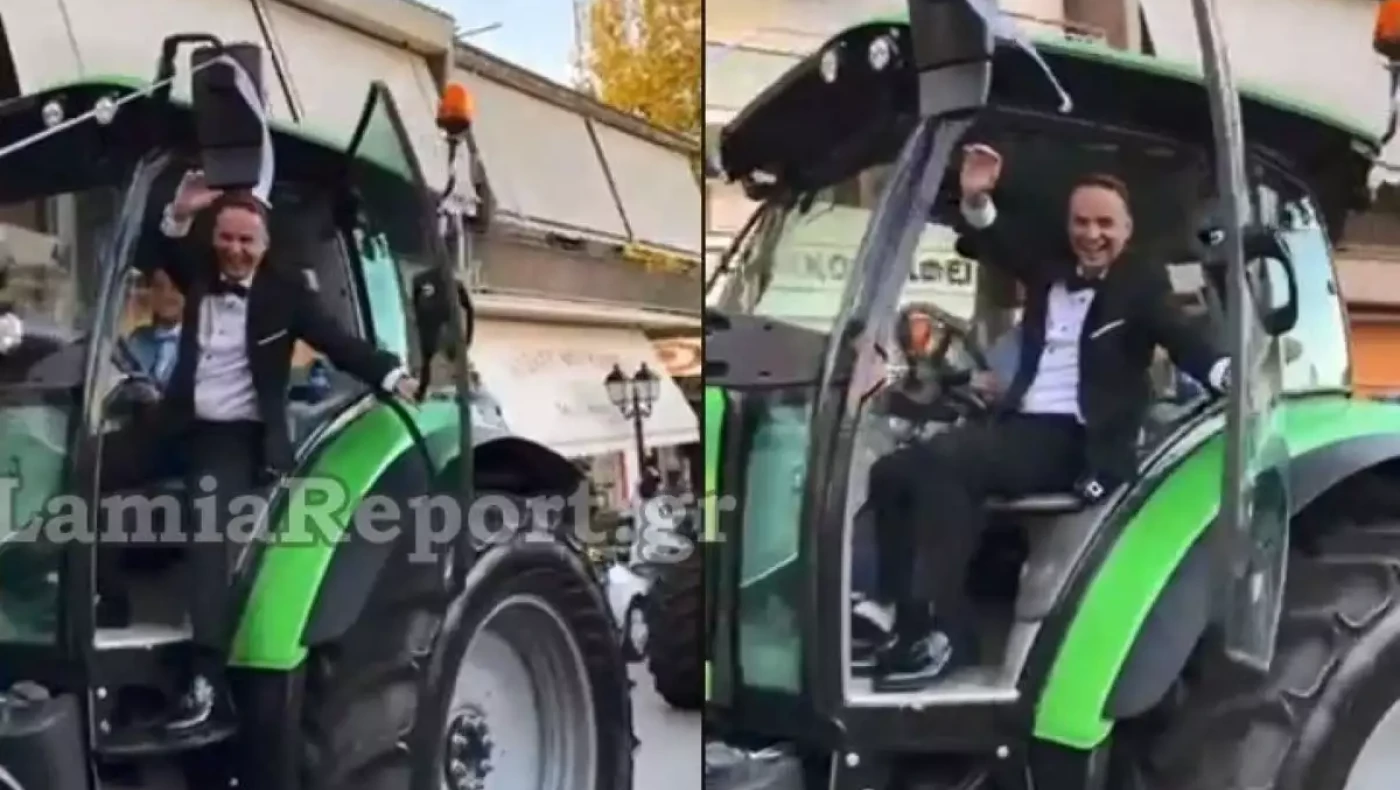 Επικό σκηνικό σε γάμο: Ο γαμπρός έφτασε στην εκκλησία με τρακτέρ (pic)