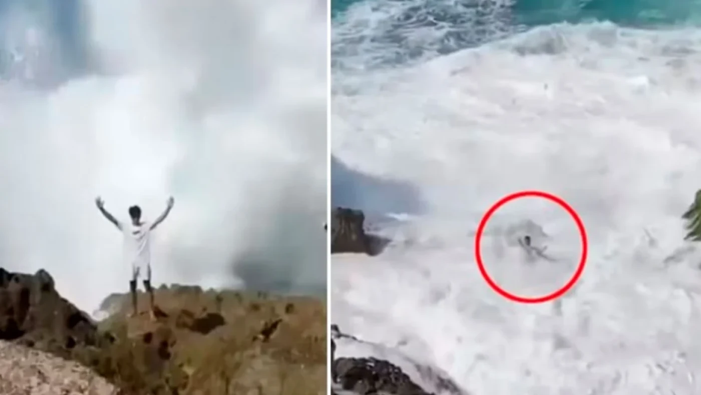 Ινδονησία: Η στιγμή που τεράστιο κύμα καταπίνει 20χρονο τουρίστα