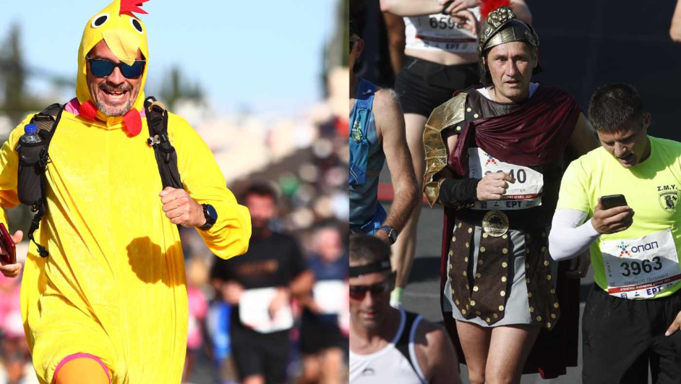 Μαραθώνιος Αθήνας: Έτρεξε ένας... αρχαίος Έλληνας, παρέα με ένα «κοτόπουλο»