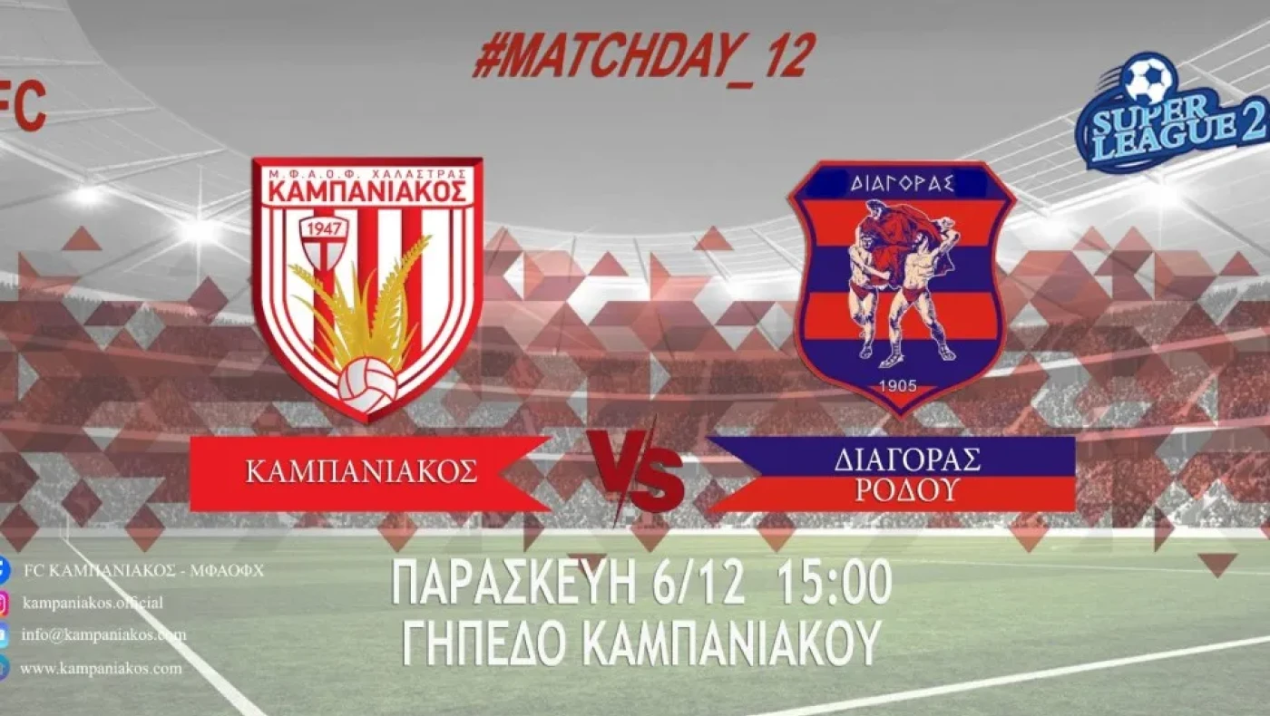 Οι ενδεκάδες του αγώνα Καμπανιακός-Διαγόρας