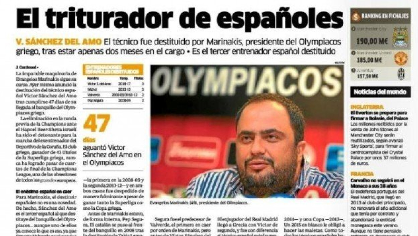 «Ο Μαρινάκης είναι    ο     εξολοθρευτής των Ισπανών»