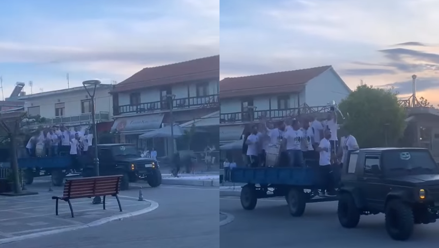 Γύρος του θριάμβου από ποδοσφαιριστές σε χωριό του Έβρου επάνω σε… καρότσα! (vid)