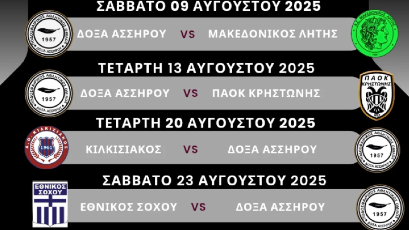 Δυνατή και φέτος η Δόξα Ασσήρου - Το πρόγραμμα των φιλικών