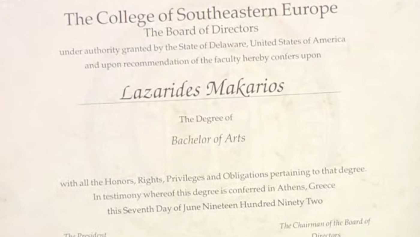 Ο Μακάριος Λαζαρίδης έδειξε το πτυχίο του: Δεν θα απολογηθώ για επιλογές που έκανα πριν 40 χρόνια