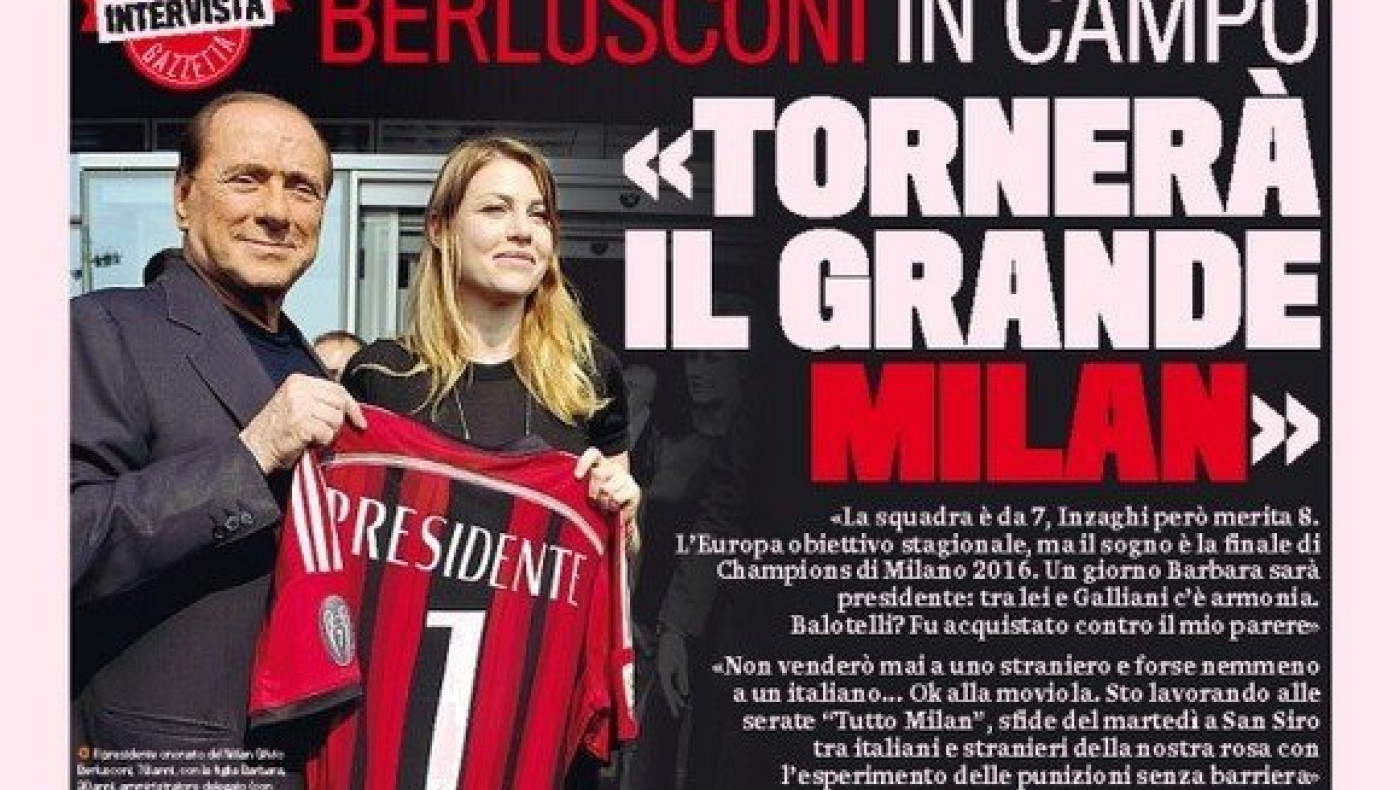 Μπερλουσκόνι: «Όνειρο ο τελικός του 2016 στο Μιλάνο»