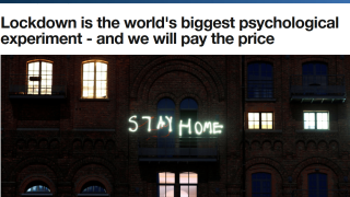 Παγκόσμιο Οικονομικό Φόρουμ – Νταβός:  Οι εγκλεισμοί (lockdown) είναι το μεγαλύτερο ψυχολογικό πείραμα που έγινε ποτέ.