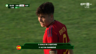 Ελλάδα-Ισπανία (Euro U19): 4-0 πριν το ημίχρονο με τον Μπαρμπερά