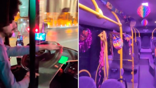 ΚΤΕΛ: Οδηγός «έντυσε» το λεωφορείο...αποκριάτικα- Ο ίδιος φοράει μόνιμα περούκα