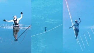 Εσθονός slackliner προσπάθησε να κάνει νέο παγκόσμιο ρεκόρ «κόβοντάς» μας την ανάσα (vid)