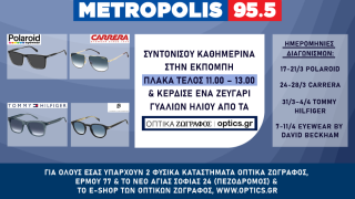 Metropolis 95.5 - Optica Ζωγράφος: Κερδίστε καθημερινά ένα ζευγάρι γυαλιών ηλίου!