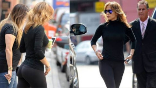 Με κολάν και κοντή μπλούζα η Lopez προτάσσει τα διάσημα οπίσθιά της! (pics)