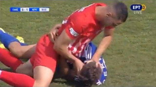 Απίστευτο: Λαβή... ελληνορωμαϊκής στο Πανσερραϊκός-Αιγινιακός  (video)